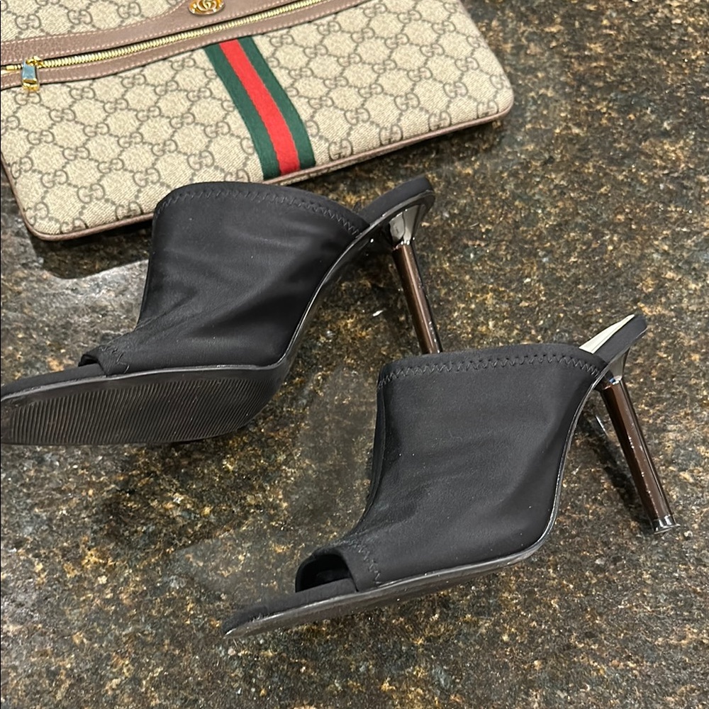 Zara Black Heel Mules